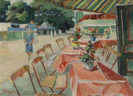 Café scenery by Ane Brugger - Auction record, sale price, and art valuation. Compare with similar artists and explore comparable artworks.