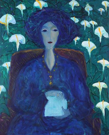 Portrait of a woman in blue tones by Svend Bie Christensen - Auction record, sale price, and art valuation. Compare with similar artists and explore comparable artworks.
