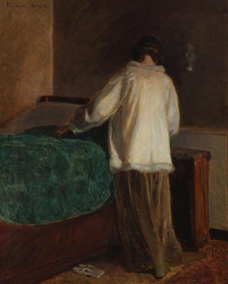 A woman in the bedroom