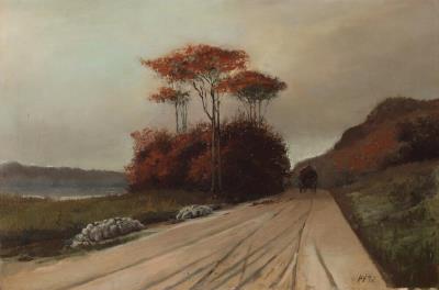 Autumn landscape with a carriage