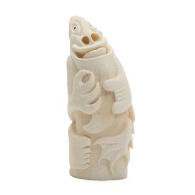 Carved sperm whale tulipak figure in the shape of a fabulous monster