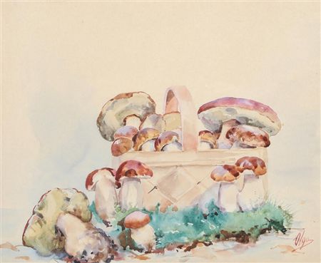 Mushrooms in a wicker basket
