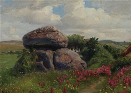 A burial mound in a summer landscape