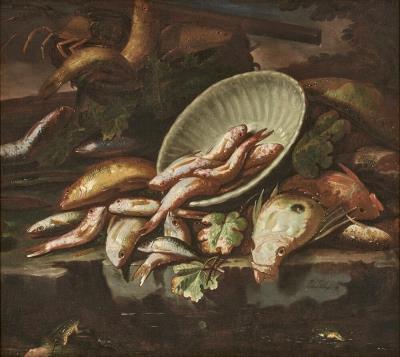 Still life with fish and shellfish