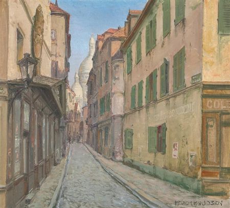 View to Sacré Coeur through the streets of Paris