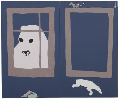 Polar Bear and a Window with a View to the Sky--diptych
