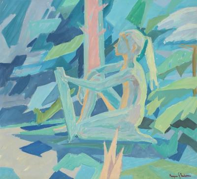 Forest Scene with a Girl in Profile