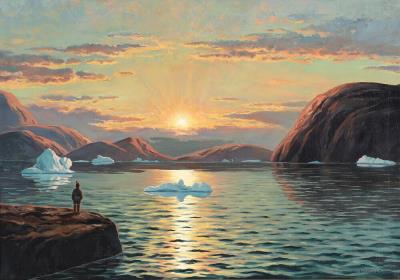 Sun over a Greenlandic Fiord