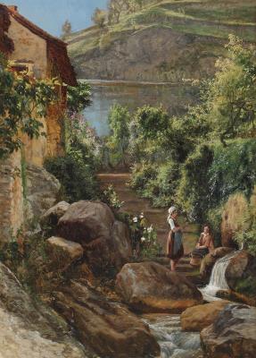 Two Italian Women Fetching Water at a Spring