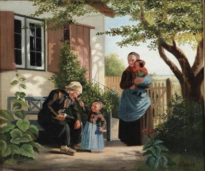 A Little Girl Lets an Old Man Smell a Flower
