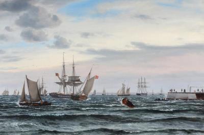 Numerous Ships Off Helsingør Harbour