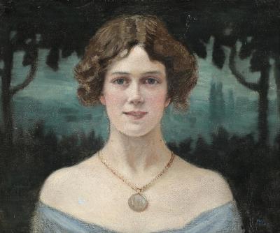 Portrait of a Young Woman in a Landscape at Dusk