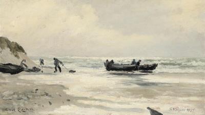 Fishermen on the Beach in Skagen. A Study