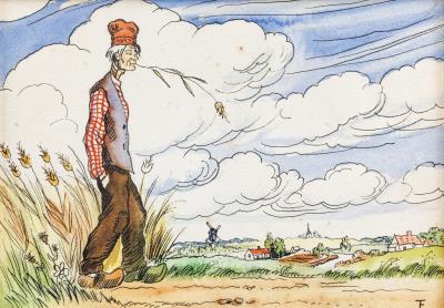 Boer met graanhalm
