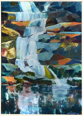 Modernist Landscape with Waterfall