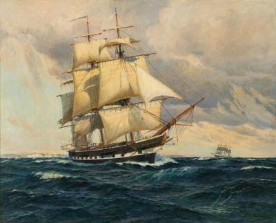 The corvette "Norrköping" at Möns Klint by Jens Christian Andresen - Auction record, sale price, and art valuation. Compare with similar artists and explore comparable artworks.