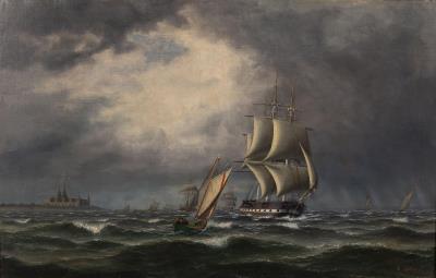 Frigate and Pilot Boat off Kronborg