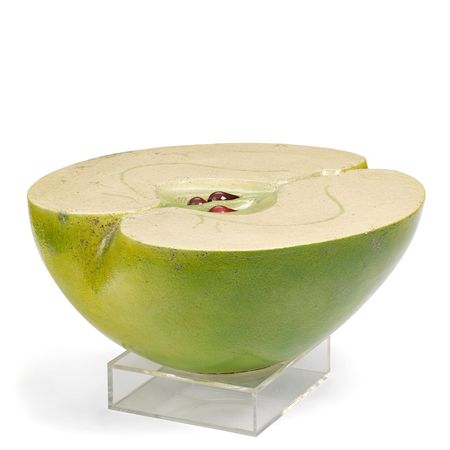 Large faience sculpture of an apple
