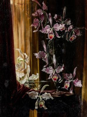 Vase with orchids