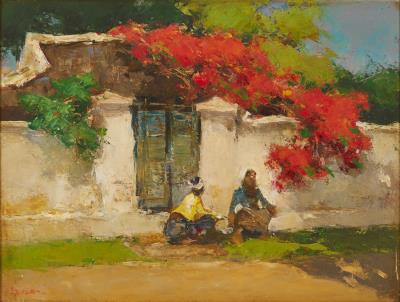 Indonesian Street Scene Painting