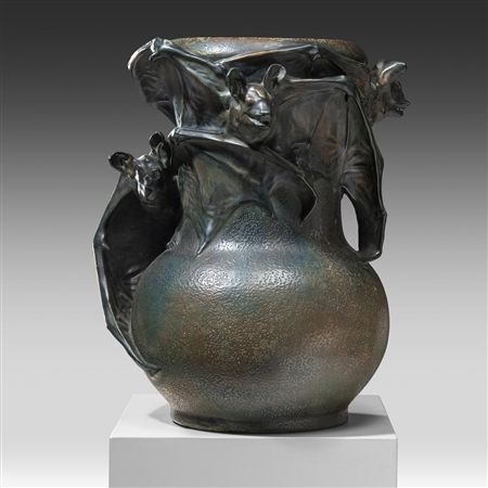 Monumental Art Nouveau bat vase