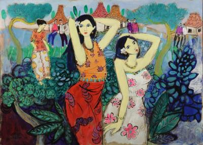 Three women by the sea