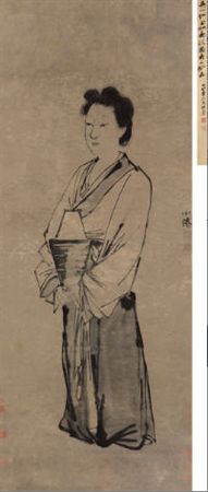 Painting of a Lady Holding a Wine Jar