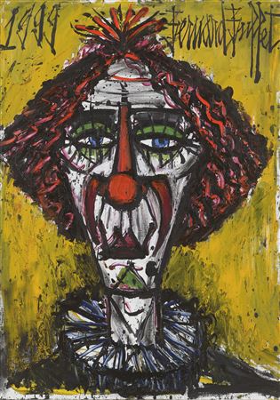 Tête de clown fond jaune
