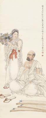 Luohan and Lady Holding Flowers