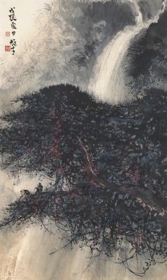 Pine and Waterfall