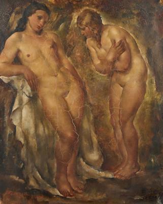 Two nude bathers