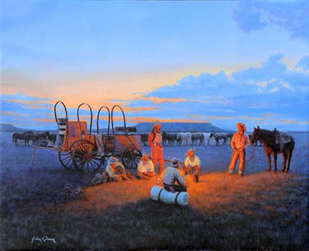 Charlie Spinnin' Yarns by John Gawne - Auction record, sale price, and art valuation. Compare with similar artists and explore comparable artworks.