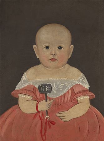 Portrait of a Girl in Pink with Hammer