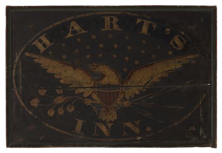 PAINTED AND PARCEL-GILT PINE EAGLE-DECORATED TAVERN SIGN