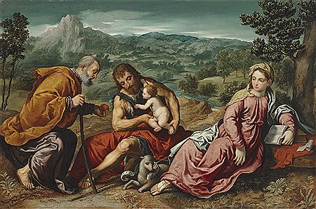 The Holy Family with Saint John the Baptist in an extensive landscape