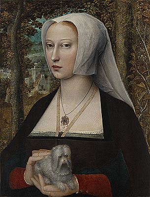 Portrait of a lady, half-length, holding a lapdog
