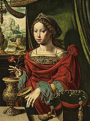Mary Magdalene, seated in an interior, before an open window