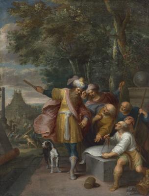 Nimrod supervising the construction of the Tower of Babel