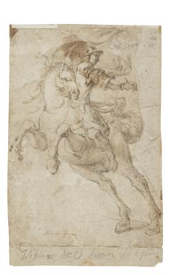 A soldier on a galloping horse (recto); Bust of Saint John of Nepomuk with a flying angel (verso)