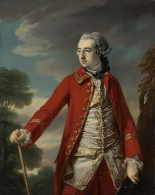 Portrait of William Jones of Ramsbury (d. 1766), three-quarter-length, wearing a red dress coat and white gold-embroidered waistcoat, in a landscape by Francis Cotes - Auction record, sale price, and art valuation. Compare with similar artists and explore comparable artworks.