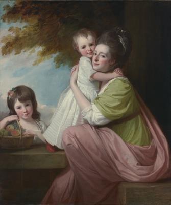 Portrait of Dorothy Stables (1753-1832), seated, with her two daughters, Harriet (1774-1827) and Maria (1775-1821), in a wooded landscape