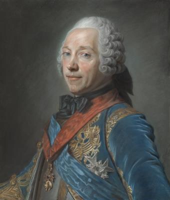 Portrait of Charles-Louis-Auguste Fouquet, le Maréchal and Duc de Belle-Isle, half-length; and Portrait of Marie-Casimire-Thérèse-Geneviève-Emmanuelle de Béthune, la Maréchale de Belle-Isle, half-length by Maurice Quentin de La Tour - Auction record, sale price, and art valuation. Compare with similar artists and explore comparable artworks.