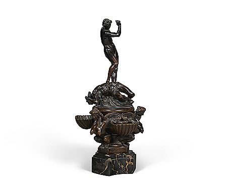 VIRTUE OVERCOMING VICE IN THE FORM OF AN INKSTAND