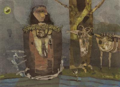 Encounter in the Twilight Zone by Ganesh Pyne - Auction record, sale price, and art valuation. Compare with similar artists and explore comparable artworks.