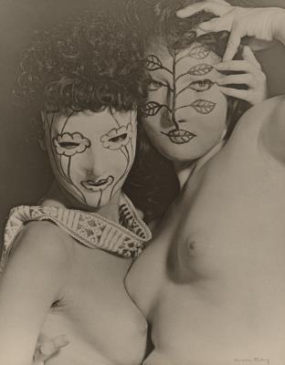 Juliet and Margaret in masks, Los Angeles