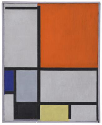 Composition with Large Red Plane, Blue, Gray, Black and Yellow