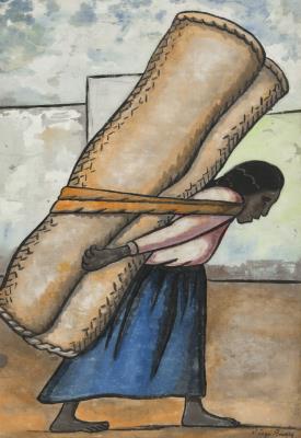 Woman carrying a petate