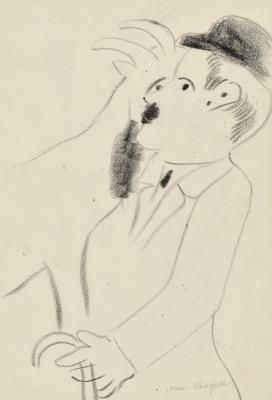 Sketch for the lithograph M. 33, The man with the bowler hat