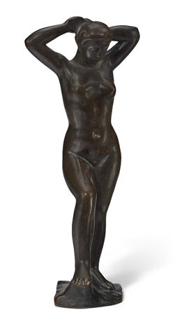 Bather with raised arms