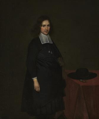 Portrait of a Young Gentleman, Three-Quarter-Length, Standing Next to a Table with a Hat and a Watch